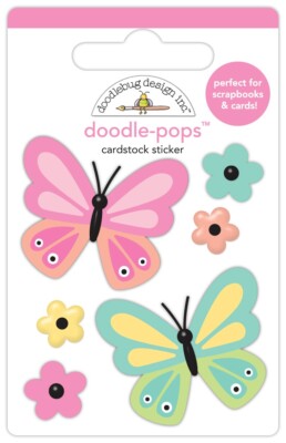 Doodlebug Stickers 3D Doodle-pops Shaker-pops All 8 Butterfly Kisses Spring 2025