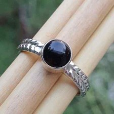 925 Sterling Silver Natural Black Onyx Ring Gemstone Women Jewelry For Her E 82