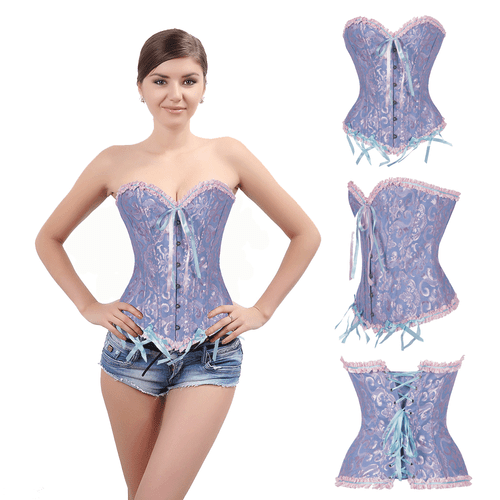 Women Steampunk Gothic Waist Corset Overbust Lace Up Bustier Tops Trainer Shaper - Picture 4 of 14