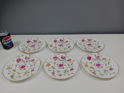 6 x Crown Staffordshire Bone China Teller - 18 cm - Paradiesvogel