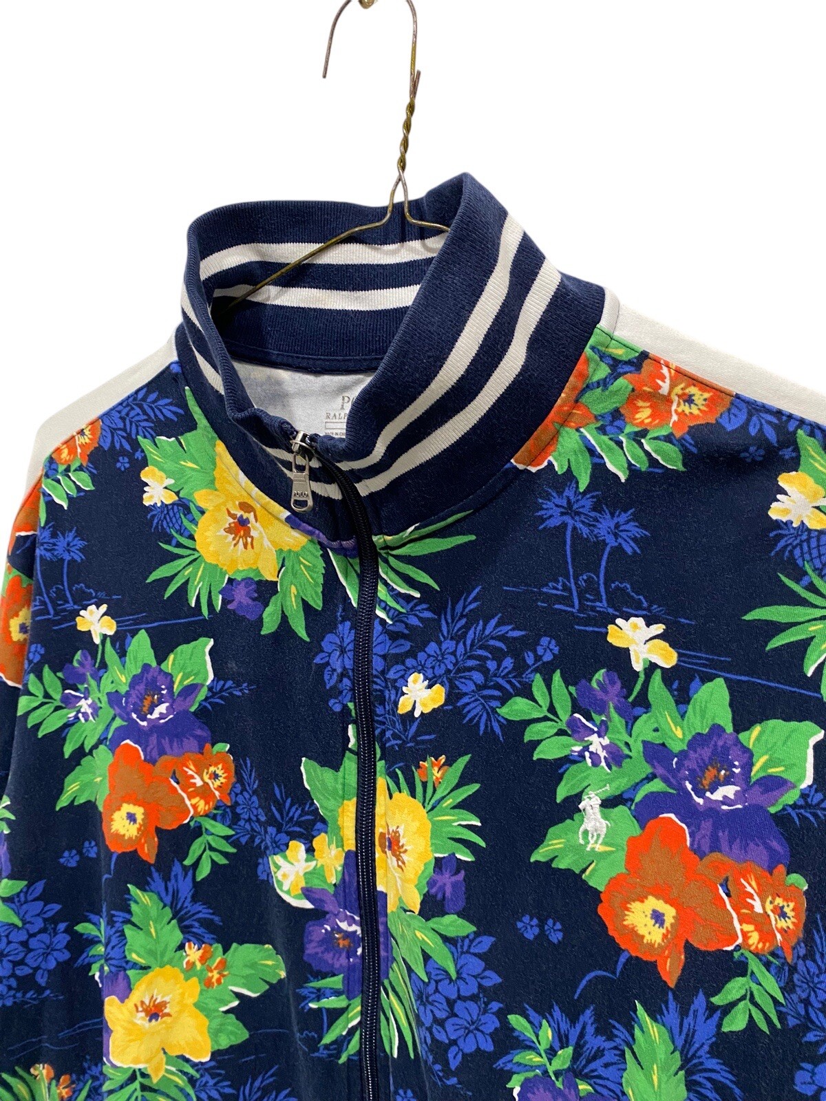 PONY Polo Ralph Lauren Track Jacket Floreale Stampa Tropicale Blu Uomo Large