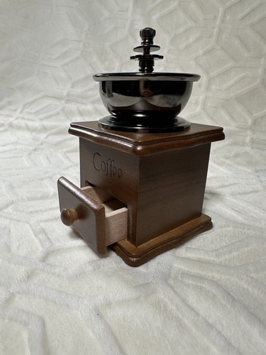 Macinacaffè manuale legno vintage antico macina manovella a manovella - Foto 10 di 10