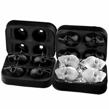 3D Skull Ice Cube Maker Tray Mould Food Grade Bar Whiskey Cocktails Food Grade