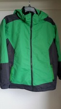Pulse Youth Size L 16/18 Unisex Snow Ski Coat Green/Black Double Zip Waterproof