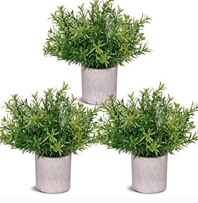 3 Mini Potted Artificial Rosemary Plants Plastic Fake Green Beautiful  Farmhouse | eBay.de