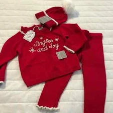 Girls 24 Month (2T)  Red Santa Kids Christmas Outfit TAHARI Jingle Joy Set  NWT