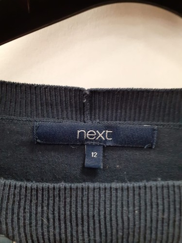 Next Navy Blue Floral Multicoloured Round Neck Pullover Jumper Size 12 - Picture 4 of 4