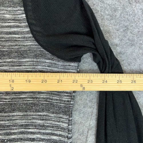 Simply Vera Wang Womens Shirt Extra Large Gray Striped Long Sleeve Mesh Sleeve - Picture 9 of 9