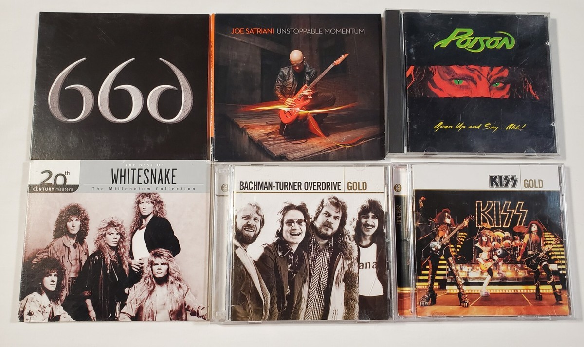 Hard Rock 6 CD Lot: Joe Satriani, Poison, Whitesnake, Kiss