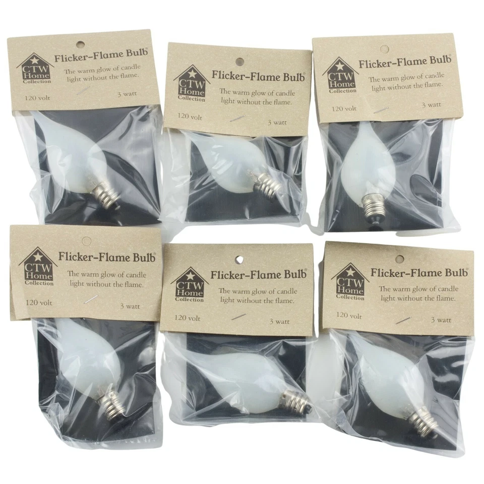 Candle-Lite Silicone Light Bulb 3 Watt 1" Diameter Pack of 6 Candelabra Flicker
