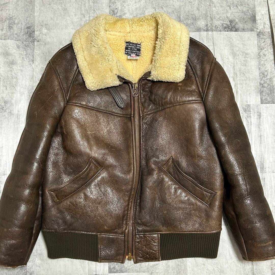 AVIREX B-6 Flight Jacket Sheepskin Men Size 38 Brown Made In USA 