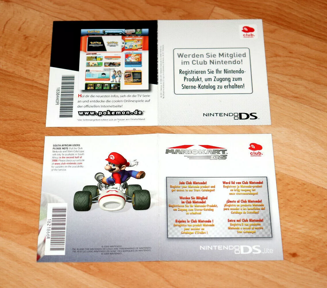 Mario Kart DS Pokémon Black and White NDS Club Nintendo Flyer AD Point Card