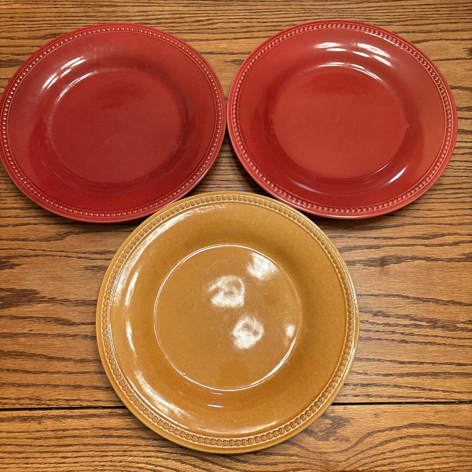 3-Piece Spice Route Paprika & Ginger Stoneware Dinner Plates Set 10 7/8 Inch