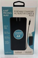 myCharge Amp Prong Max 20000mAh/12W Output Power Bank with Integrated Chargin...