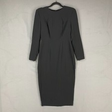 Sergio Hudson x Target Dress Womens XS Black Midi Strong Shoulder Long Sleeve