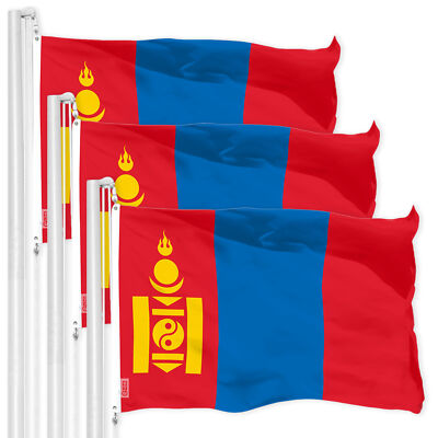 G128 3 Pack: Mongolia Mongolian Flag 3x5 Ft Printed 150D Polyester