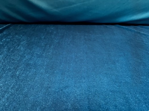 Spandex Velvet Stretch Dress Fabric, Per Metre - Plain - Kingfisher Blue - Picture 3 of 3