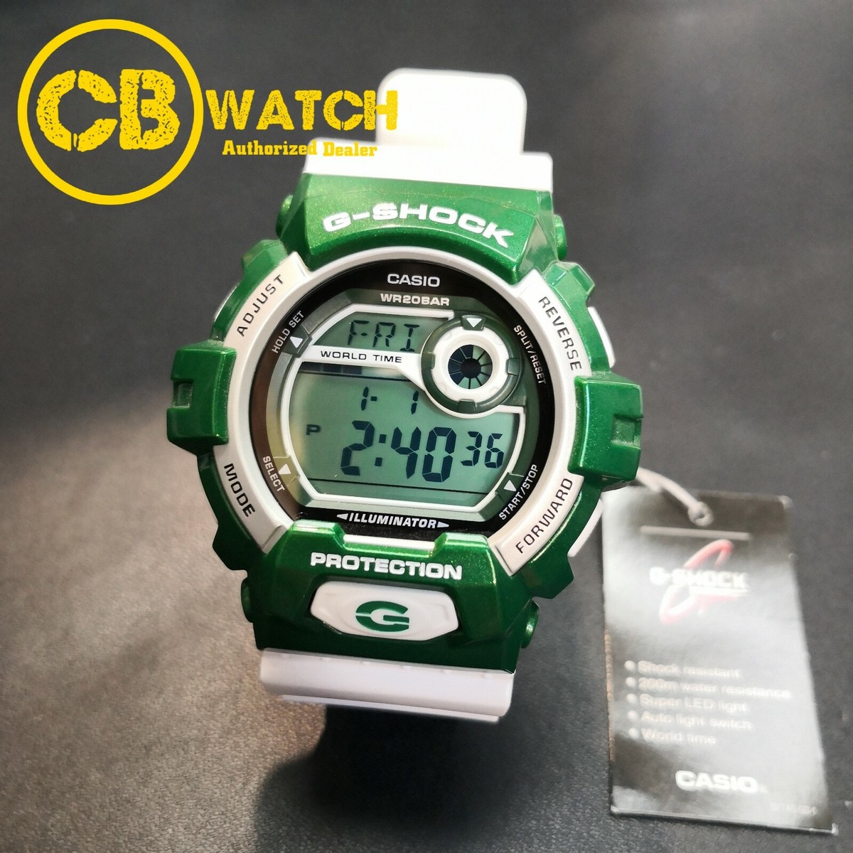 RARE CASIO G-SHOCK CRAZY COLORS WHITE / GREEN G-8900CS-3 RARE CASIO G-SHOCK CRAZY COLORS WHITE / GREEN G-8900CS-3