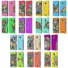 P.D. MORENO DRIP ART CATS AND DOGS LEATHER BOOK WALLET CASE FOR MOTOROLA PHONES