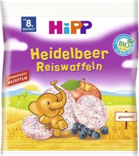3 Packs HiPP Organic Blueberry Rice Cakes for Babys Made in Germany New
