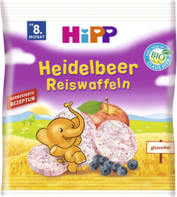 3 Packs HiPP Organic Blueberry Rice Cakes for Babys  Made in Germany New