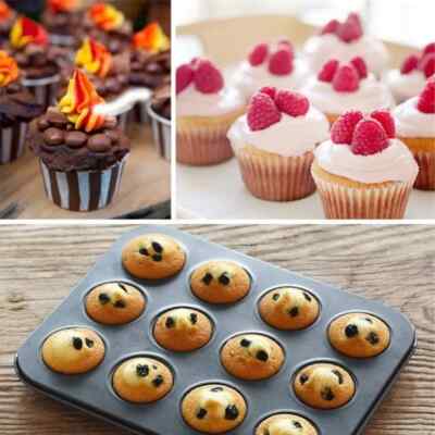6/12 Backform Blech Tasse Muffin Tief Kuchen Brötchen Kuchen Pudding Backen Antihaft