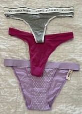 Victoria's Secret Logo Thong Panties LOT OF 3 SMALL NWT New