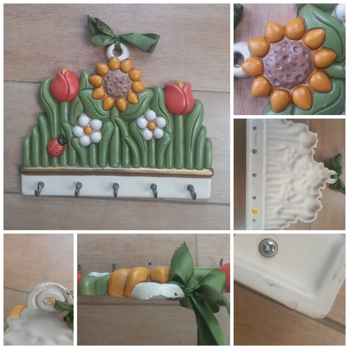 SOFFEE DESIGN - 2 Ganci A Muro Dorati A Forma Di Fiore 3D, Stile Retrò, Porta 2,5 Kg Ciascuno, Per Cappotti, Cappelli E Sciarpe - 5
