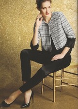 NWOT ST. JOHN COUTURE Emma Satin Skinny Pants 4 Black Lace Trim Side Zip