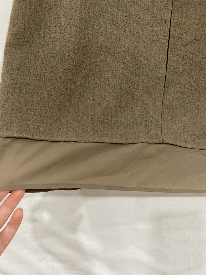 Vestido Carmen Marc Valvo Crepé Cambio Sin Mangas Cuello en V Caqui Oliva Mujer Talla S Foto 4 de 4