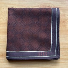 HANDKERCHIEF VINTAGE ART BROWN GEOMETRIC MEN'S POCKET SQUARE COTTON 20" A-0265