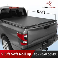 5.5FT Soft Roll up Tonneau Cover Truck Bed for 17 - 24 Nissan Titan Water Proof