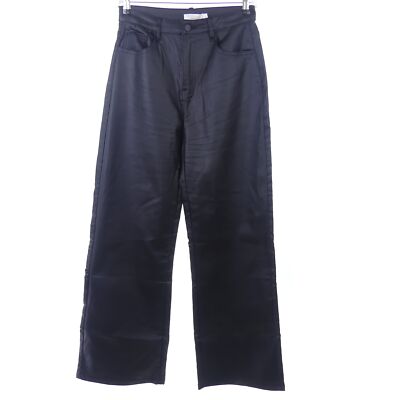 Effeny pants faux leather high waist coated wide leg black size 38