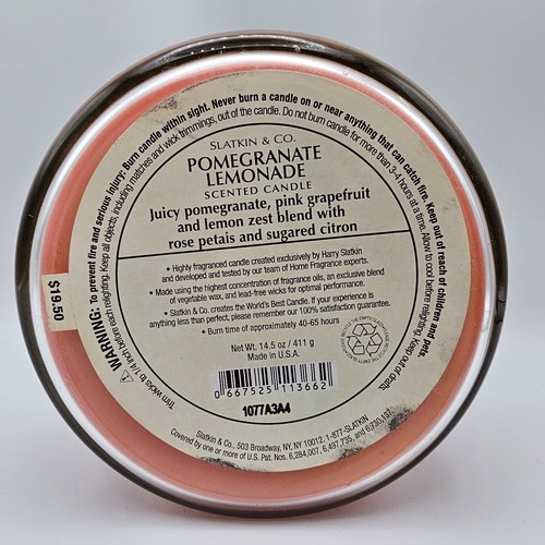 Bath Body Works Pomegranate Lemonade Candle Jar Slatkin 3 Wick 14.5 Oz NEW Pink - Picture 10 of 12
