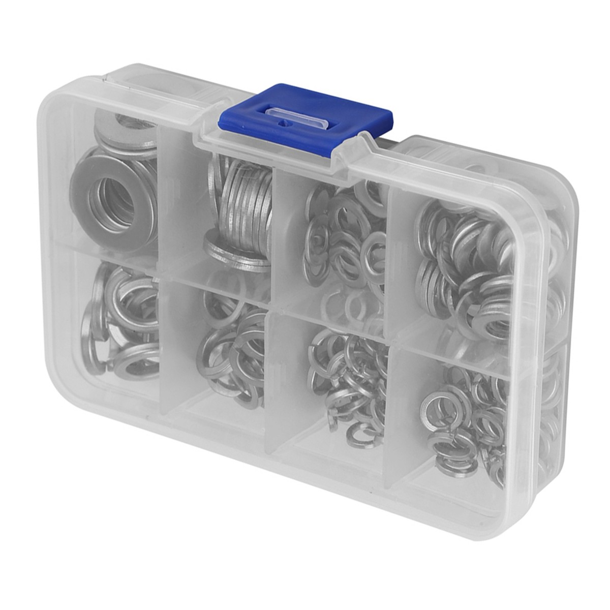 200-Piece Stainless Steel Flat & Spring Washer Assortment – M5 M6 M8 M10 Lock Washer Kit With Storage Box