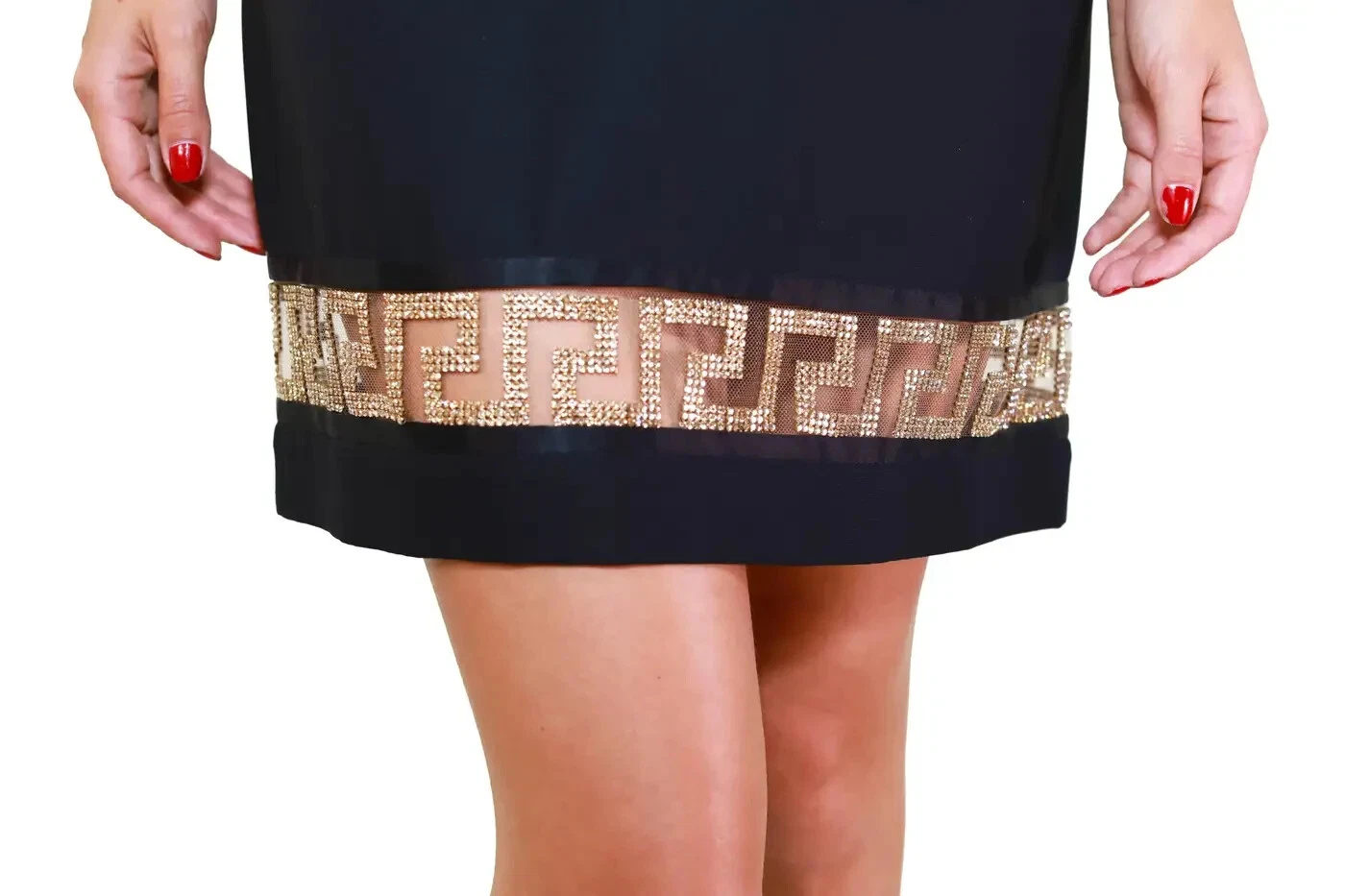 Abito Reresort 2015 Look #25 Versace nero in cady di seta impreziosito da cristalli 38 2