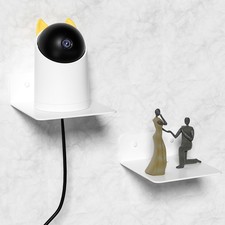 Wisfame Small White Shelves for Wall, 5 Inch Metal Floating Shelves for Echo,...