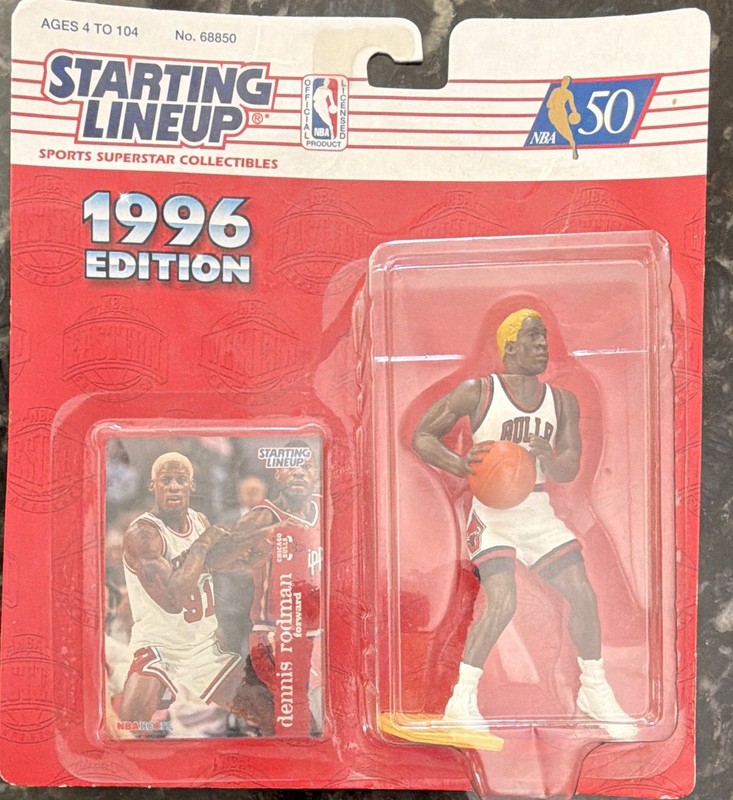 Starting Lineup 1996 Edition NBA 50 Dennis Rodman Bulls Figure w/ Collector Card