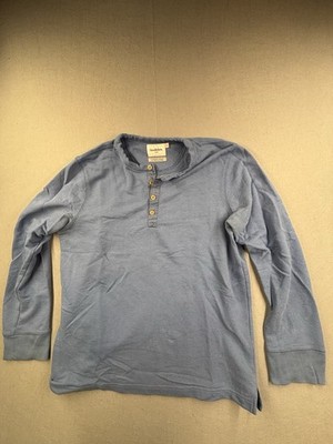 Goodfellow & Co Waffle Knit Henley Shirt Men's Long Sleeve Blue Size L
