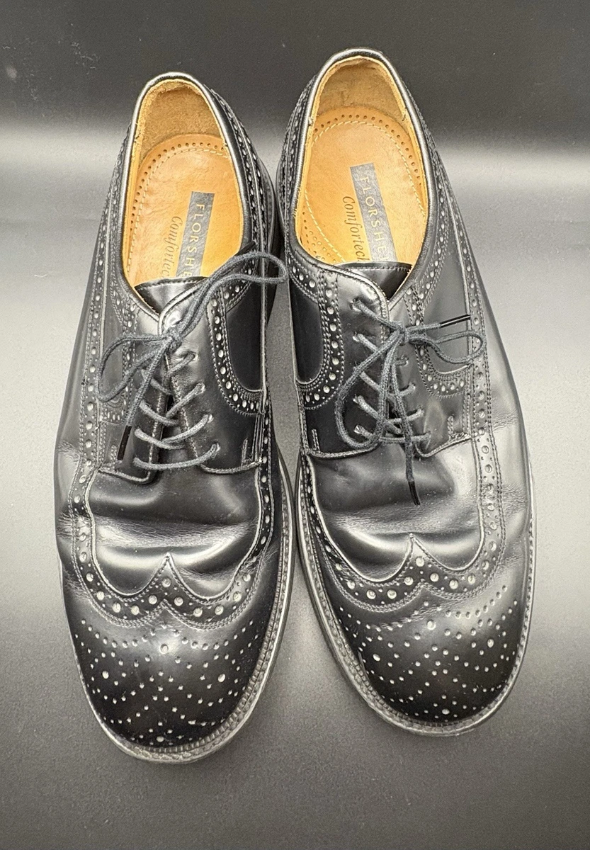 Vintage Florsheim Men\'s Wingtip‎ Dress Shoes Black Size 9.5D 20856 Florsheim Black Wingtip Dress Shoes for Men for sale | eBay main image 4