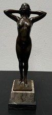 Bronze figure, nude woman, Hans Rieder, around 1920, patina, stone base, authentic