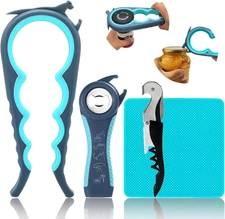 6-In-1 Jar Opener & Bottle Opener Set for Weak Hands - Multi-Function Kitchen Op