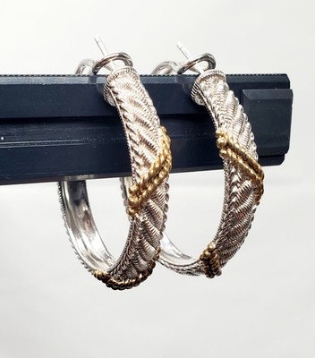 JUDITH RIPKA strukturierte Sterling Silber 925 gedrehtes Seil Omega Creolen