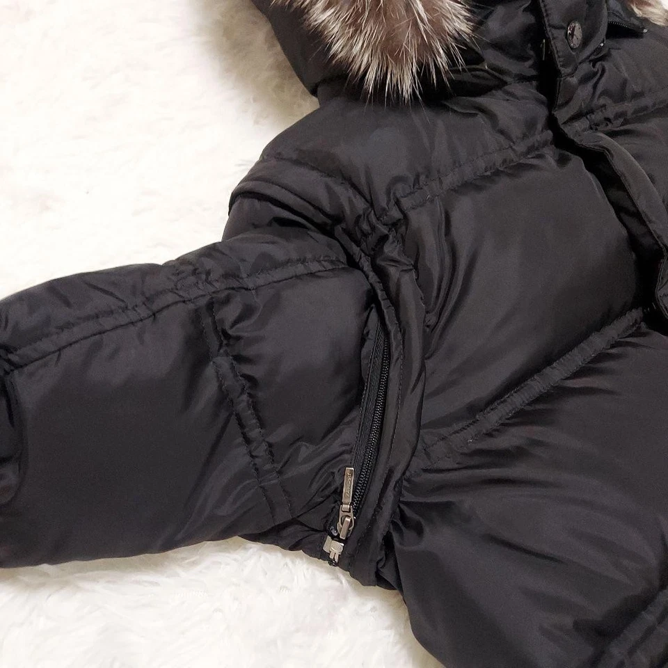 Burberry Black Label Down Jacket Vest, Fur, 3-Way, Black, Size 34 - Image 3 of 4