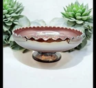 VINTAGE DUGAN DOUBLE STEM ROSE FOOTED CARNIVAL GLASS BOWL - 8" DUGAN FOOTED BOWL