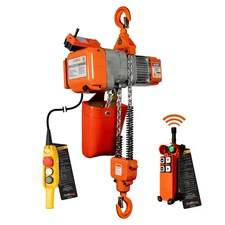 1 ton 2200 lb 220~240V Electric Chain Hoist 20 ft. G80 Chain H2 Duty Wireles