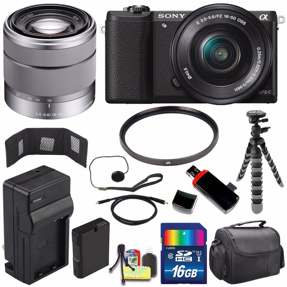 Беззеркальный цифровой фотоаппарат Sony Alpha a5100 с объективом 16-50 мм (черный) + Sony SEL