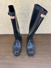 Hunter Original Tall Gloss Women's Rain Boots - Blue, Size 7