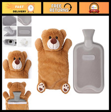 Classic Rubber Hot/Cold Water Bottle with Cute Bear Cover - Premium Quality