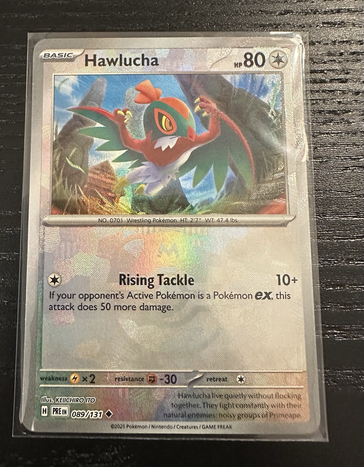 Hawlucha Master Ball Reverse Holo 089/131 Prismatic Evolutions Holo Card NM